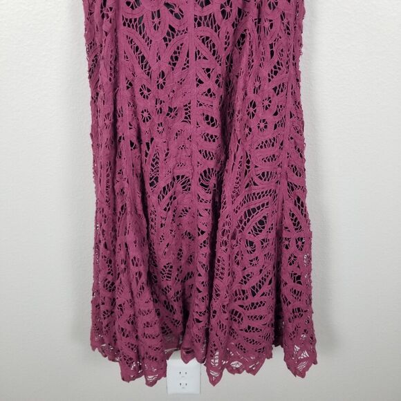 Betsey Johnson New York Faded Purple Y2K Midi Crochet Battenberg Lace Dress Sz 2 - Picture 11 of 14